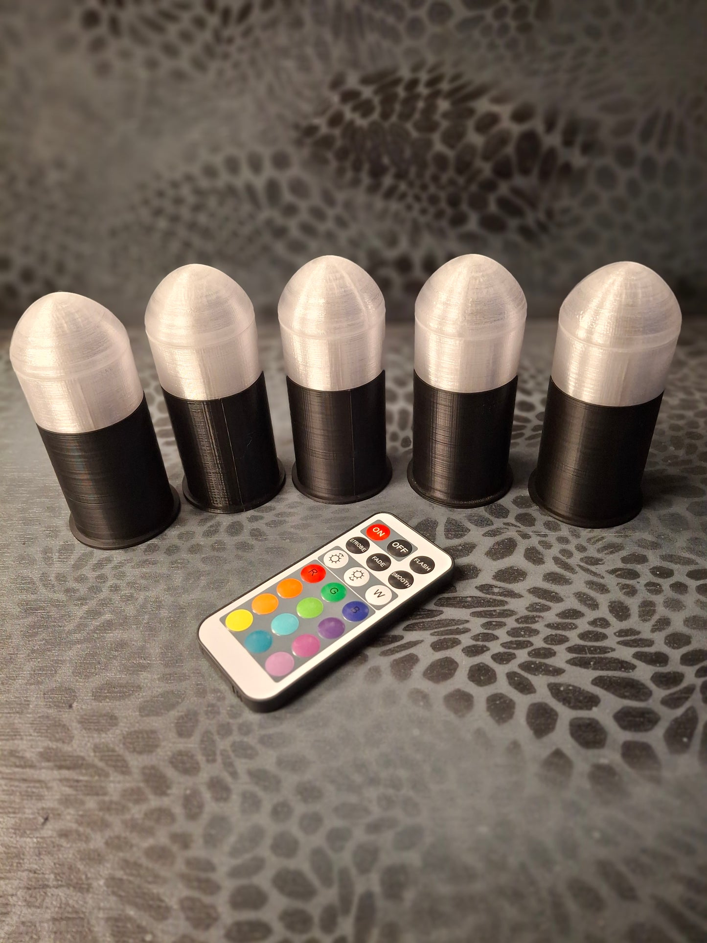 37mm LED rounds. 5-pack with hulls and remote