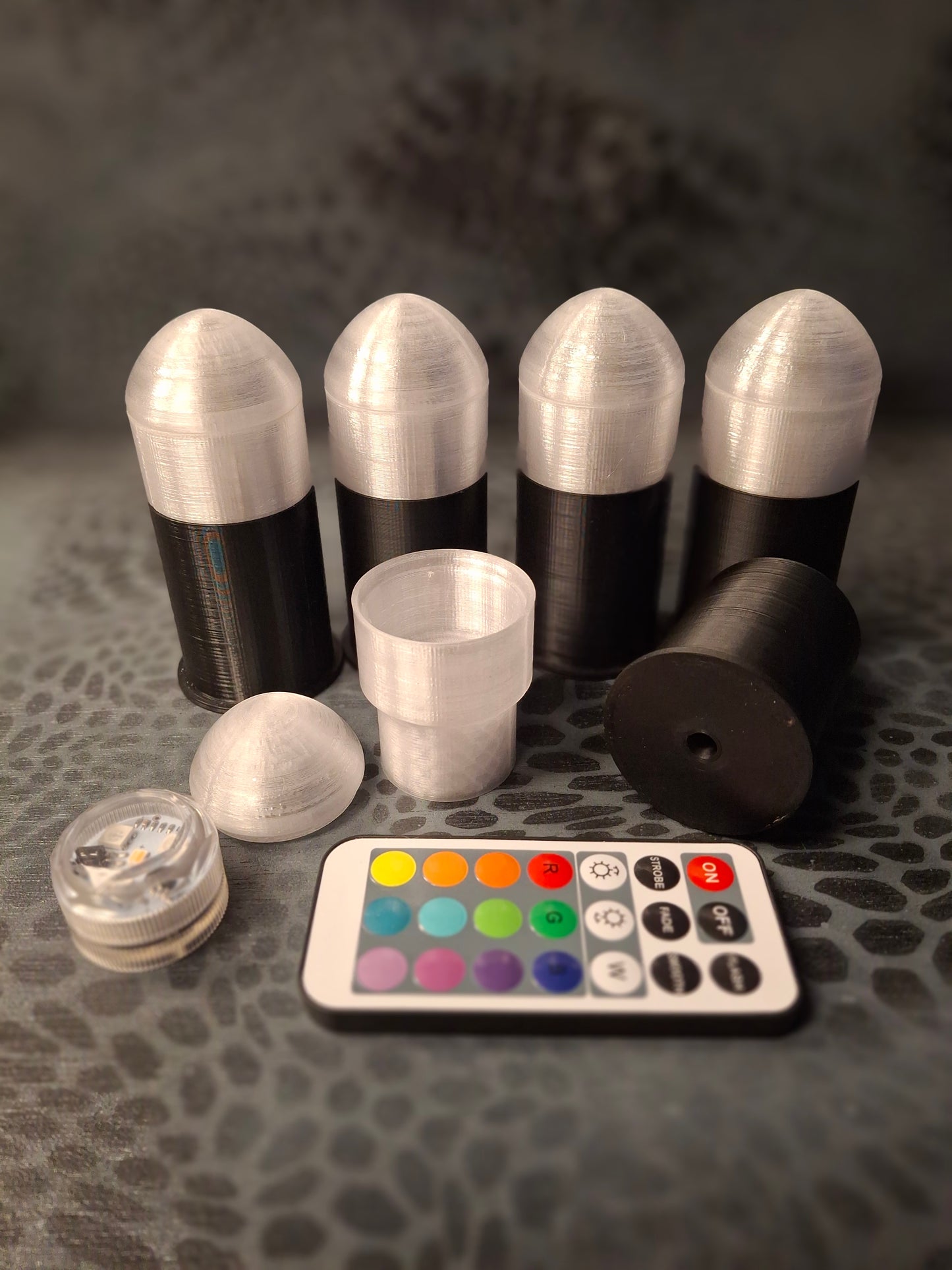 37mm LED rounds. 5-pack with hulls and remote