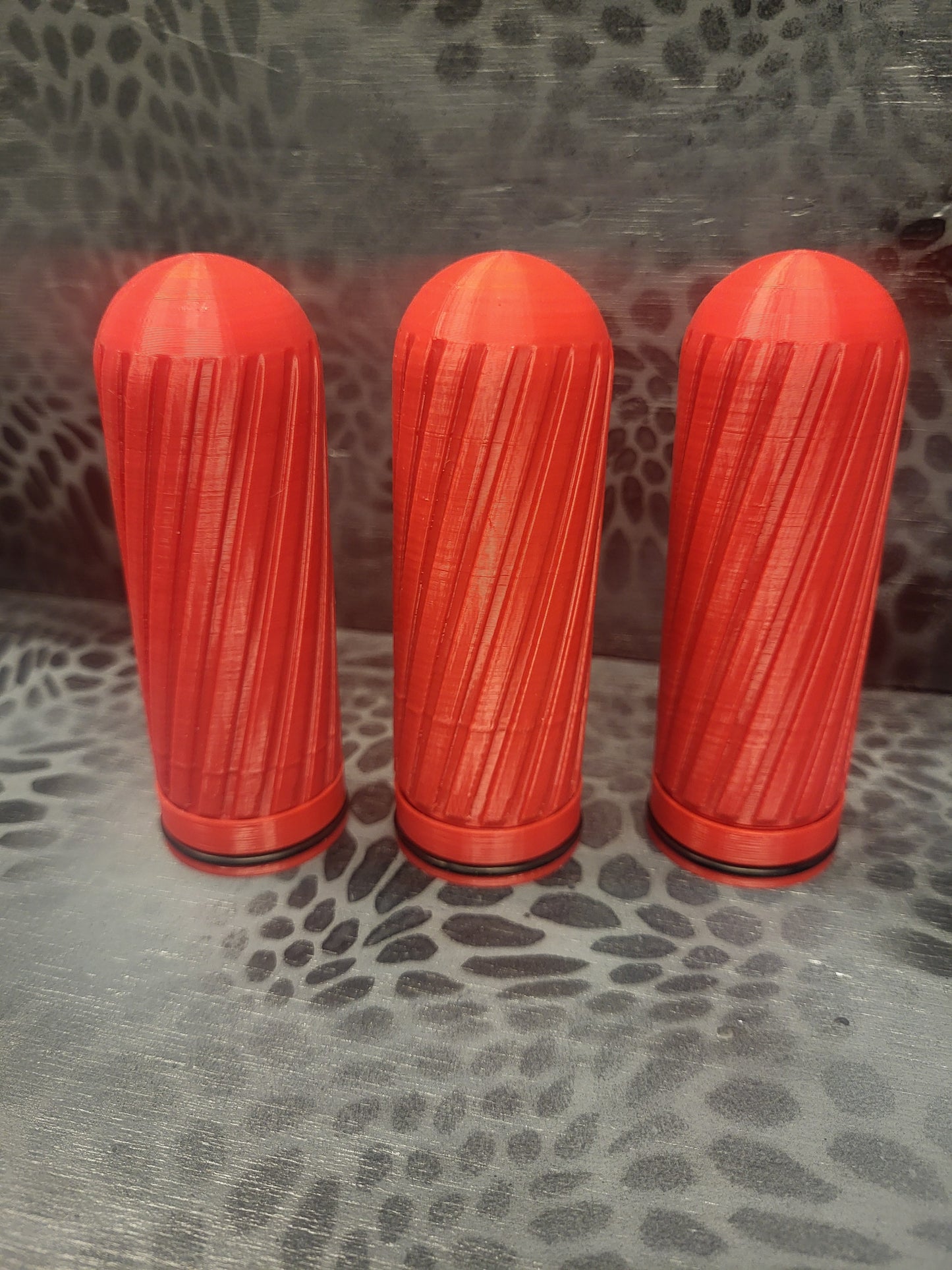 37mm spiraled projectile with threaded bottom cap and pusher cup for aluminum shells 3 pack