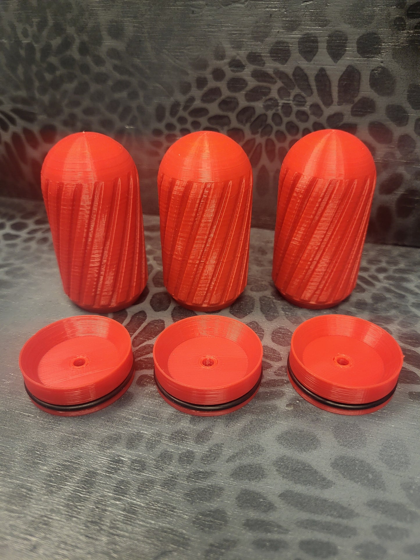 37mm spiraled projectile with threaded bottom cap and pusher cup for aluminum shells 3 pack